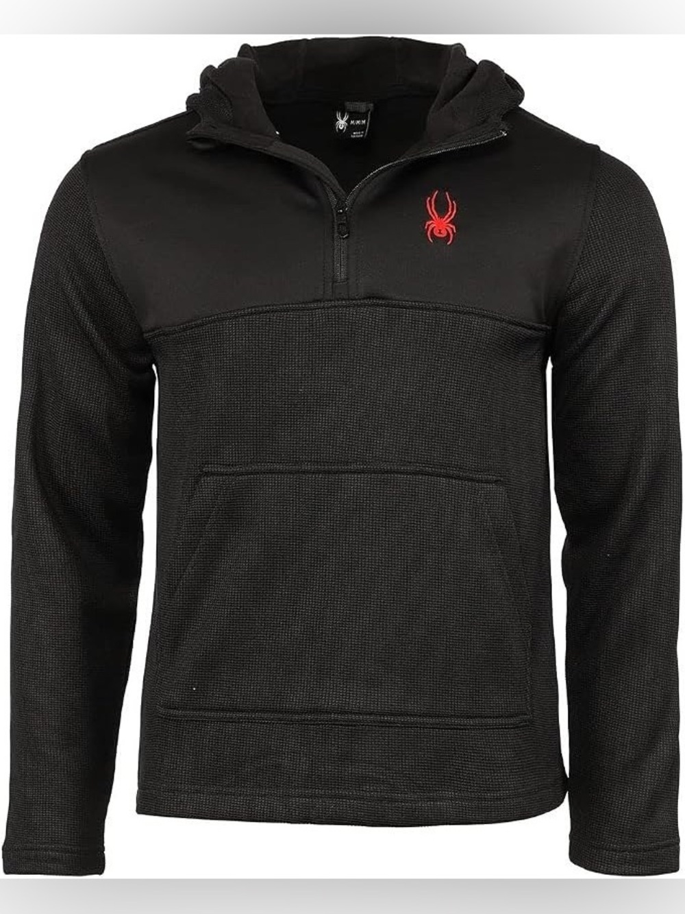 Spyder Black Half-Zip Pullover Hoodie Kangaroo Pocket